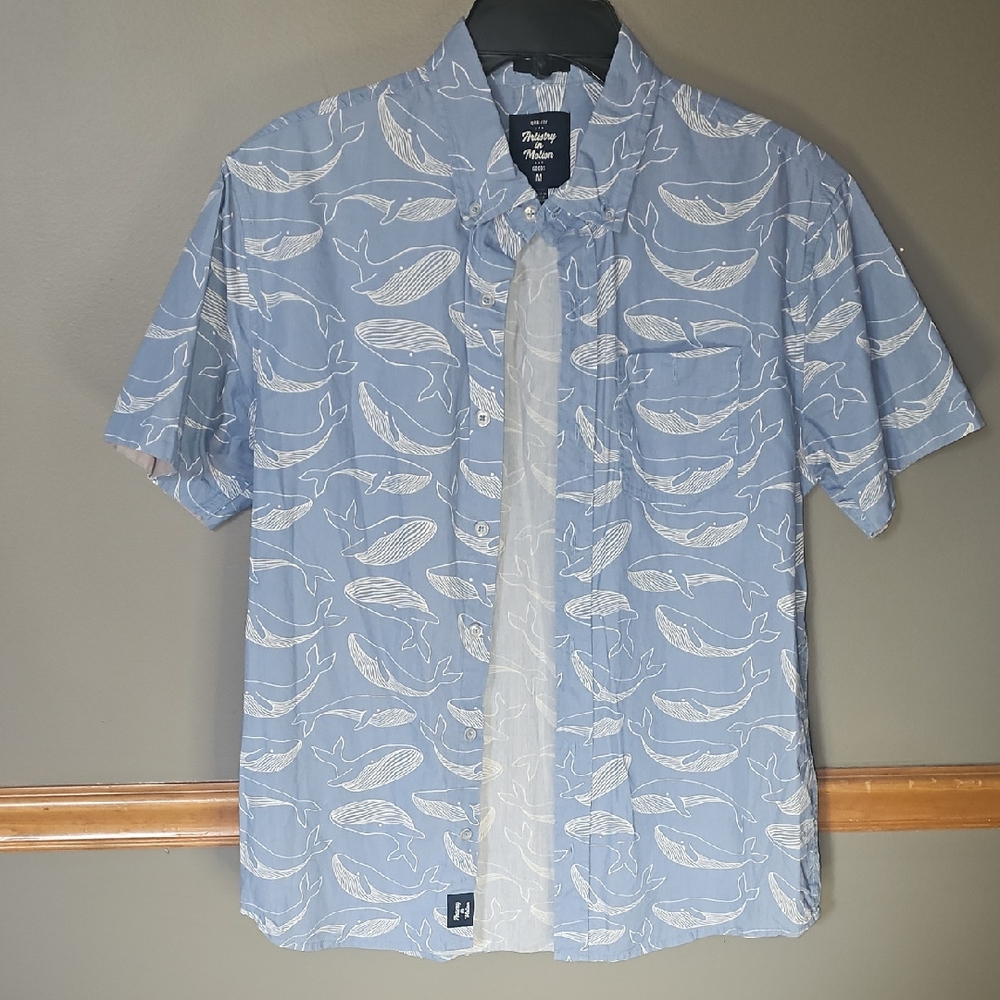 Men's Light Blue Whale Print Shirt